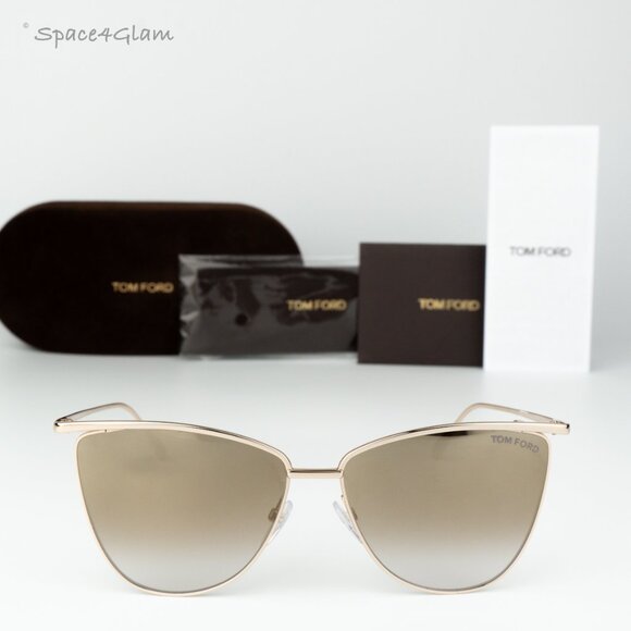 BRAND NEW Tom Ford Women Sunglasses Gold Mirror Brown Cat Eye FT0684 28G - Picture 3 of 11